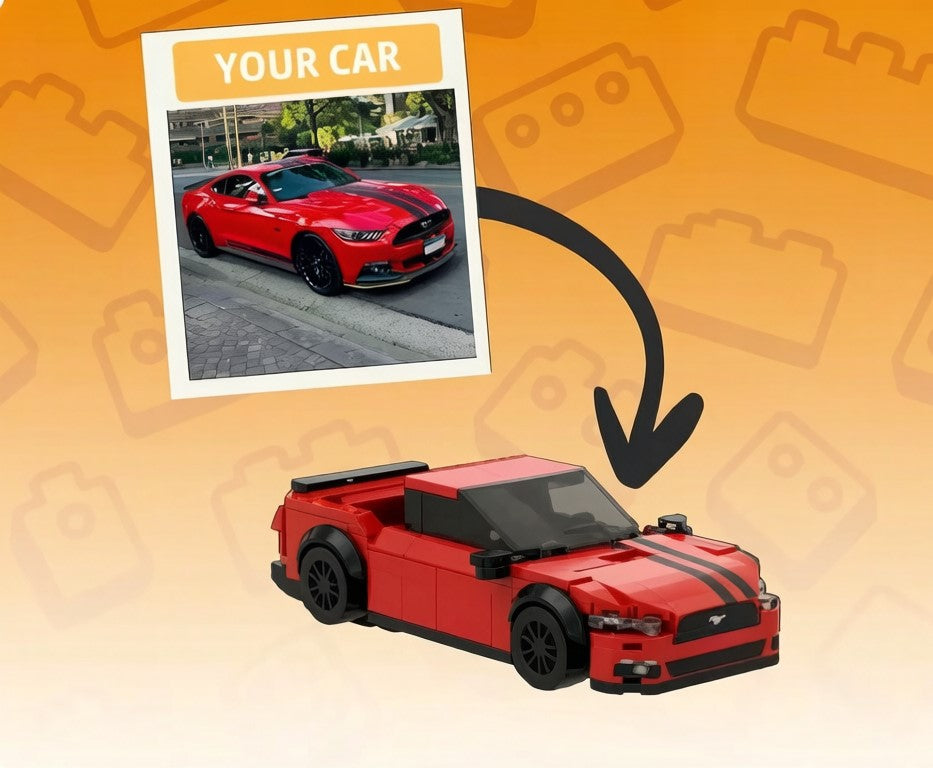 Custom Photo Car Brick Figure Set with Car Model & Personalized License Plate