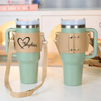 Personalized Water Bottle Carrier Bag for 40oz Stanley Tumbler with Adjustable Strap