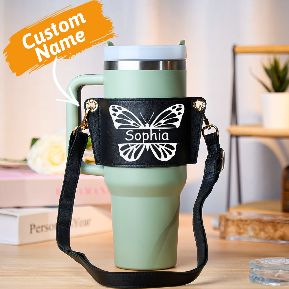 40oz Personalized Butterfly Water Bottle Carrier Bag