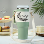 40oz Personalized Floral Pattern Water Bottle Carrier Bag